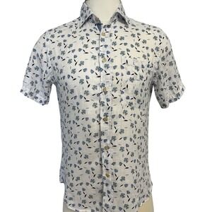 GMF Men's Short Sleeve Linen Shirt Size EUR‎ 38 Size Medium Us 38 Chest 15" Neck